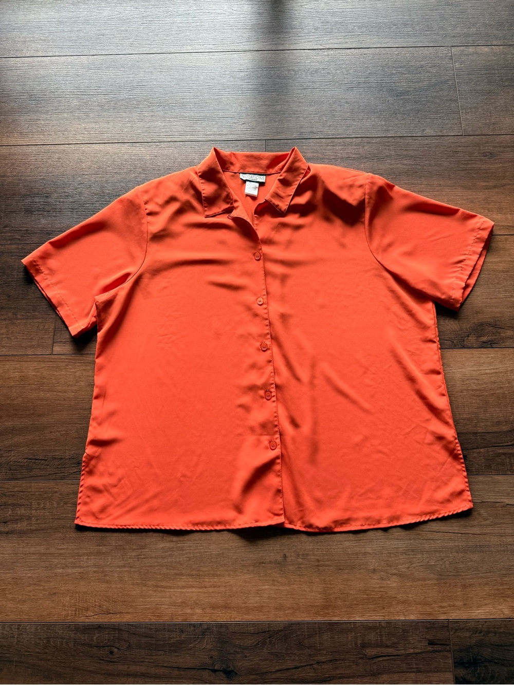 Notations Short-Sleeve Button-Down Shirt in Bright Orange